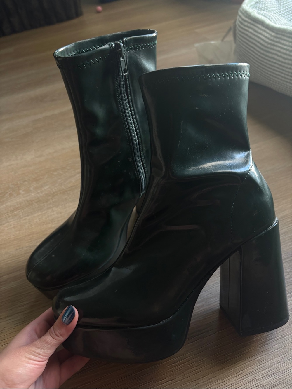 70s style dark green platform boots